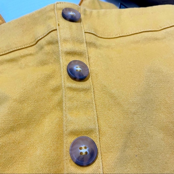 Solid Golden Yellow High Waist Button Front Mini Pencil A-Line Skirt | Size S - Picture 4 of 7